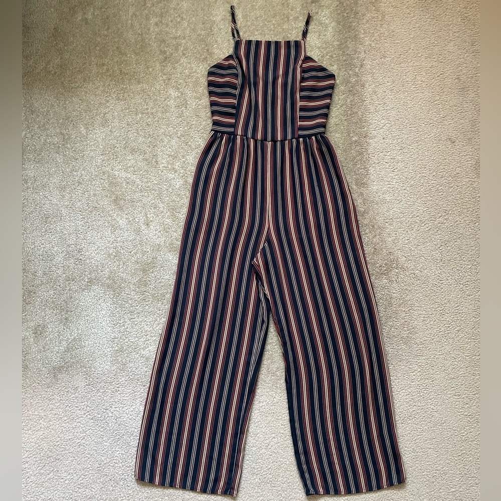 Striped Square Neck Wide Leg Jumpsuit